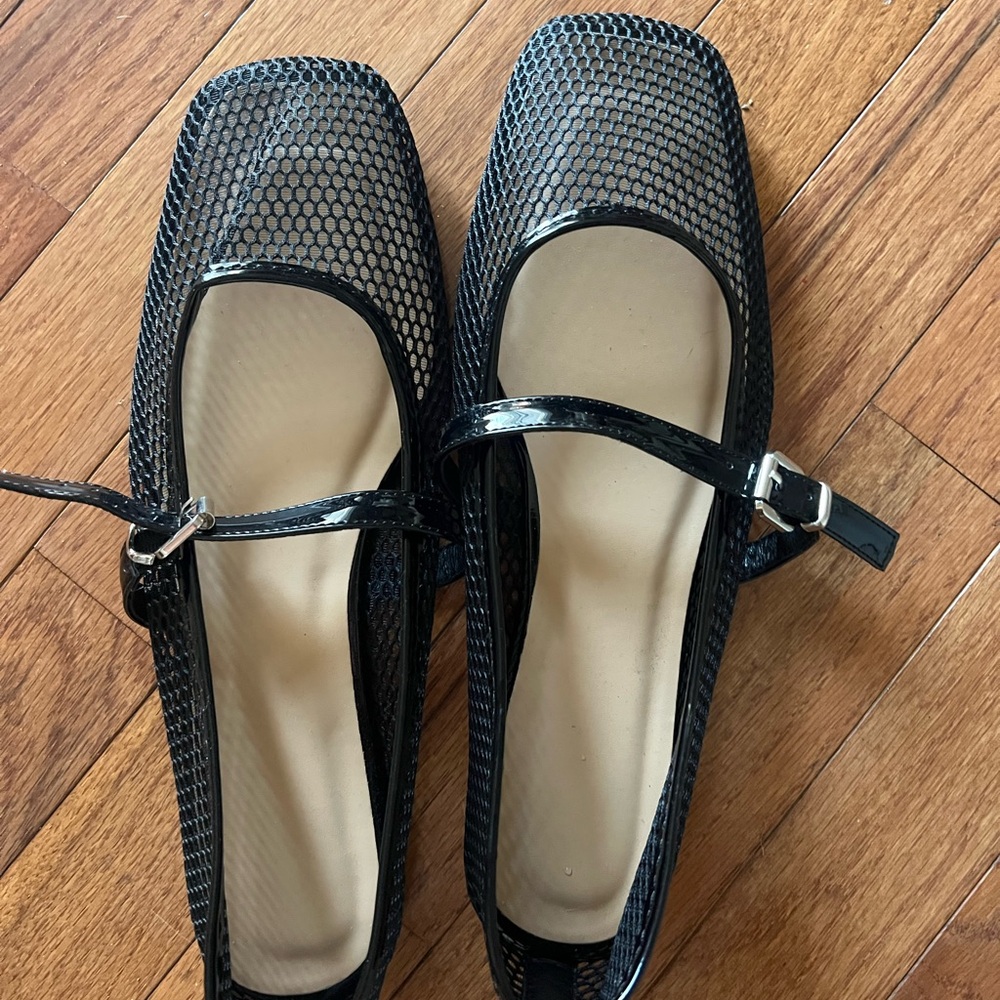 Square Toe Mesh Mary Janes